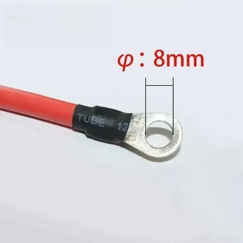 Nowy zestaw kabli 6AWG 50cm z izolacją PVC, z rdzeniem z czerwonej miedzi, ocynkowanymi końcówkami i złączkami, do połączenia akumulatora z falownikiem.