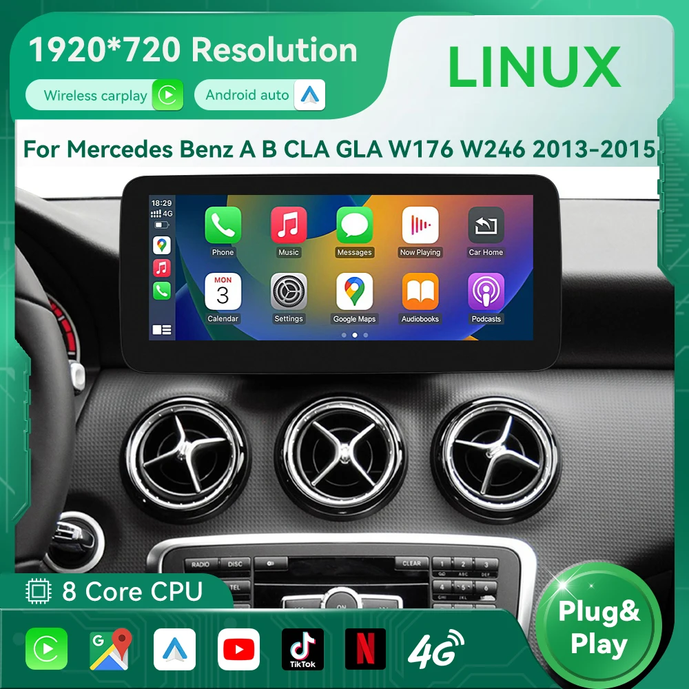 Linux Touch Screen Wireless Apple CarPlay Android Auto Car Multimedia For Mercedes Benz A B CLA GLA W176 W246 2013-2015 NTG4.5