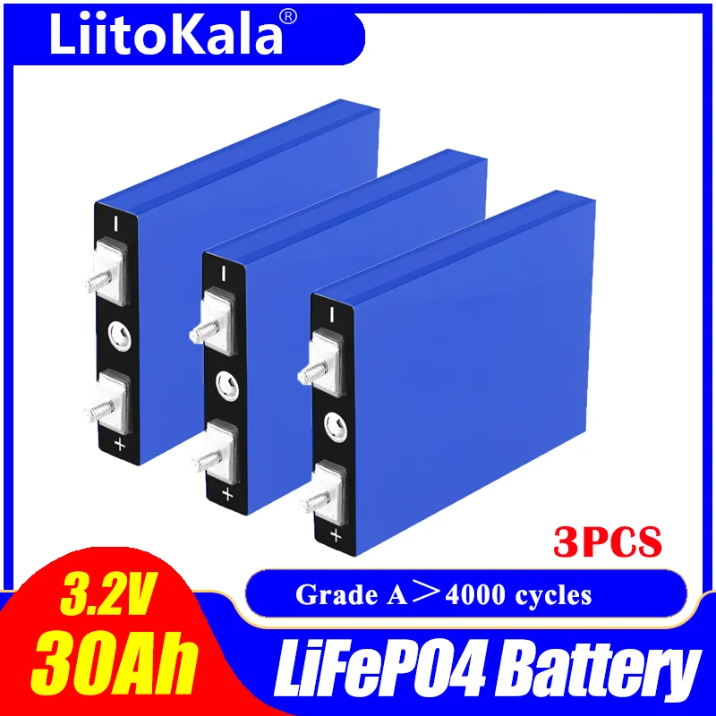 

3PCS LiitoKala LiFePo4 3.2V 30AH 5C lithium bateria for diy 12V lifepo4 e-bike e scooter wheel chair AGV car Golf carts