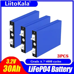 3PCS LiitoKala LiFePo4 3.2V 30AH 5C lithium bateria for diy 12V lifepo4 e-bike e scooter wheel chair AGV car Golf carts