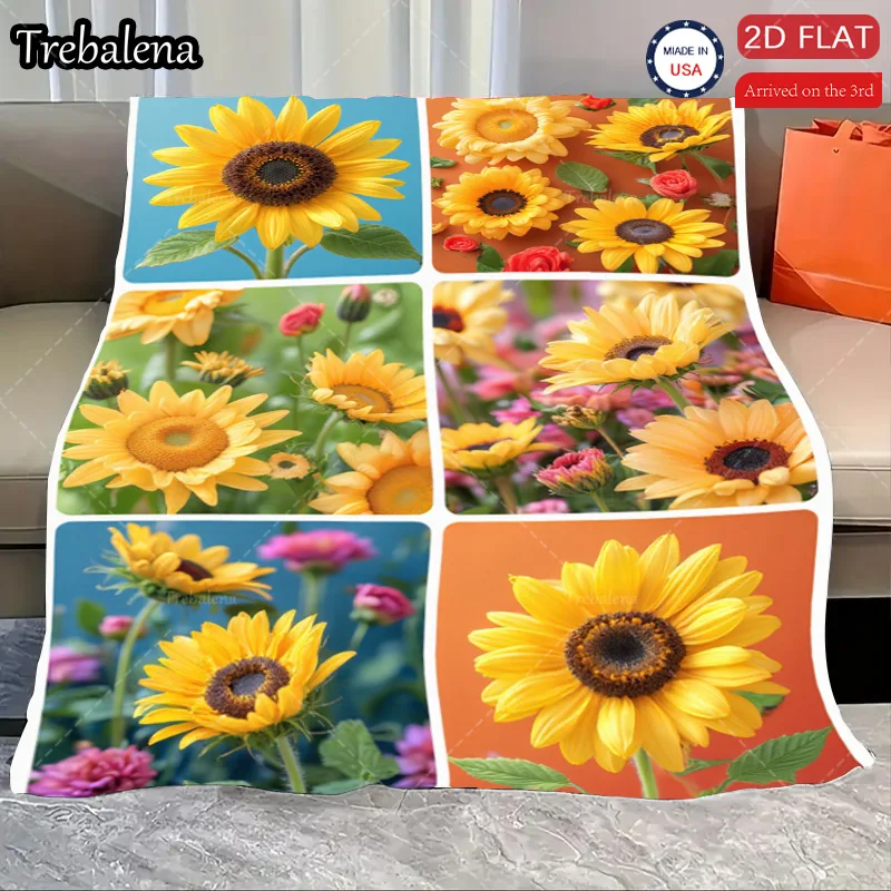 

Flannel Blanket-Soft Lightweight All-season Adorable Sunflower Print Baby Blanket Soft Cozy for Toddlers Kids