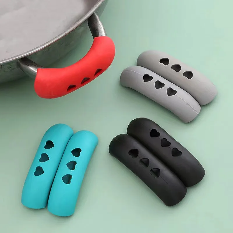 1 Pair ( 2 pcs ) Silicone Assist Handle Holder Grip Covers Heat Resistant Non Slip Pot Grip Sleeve Hot 3'', for pans wok hot etc