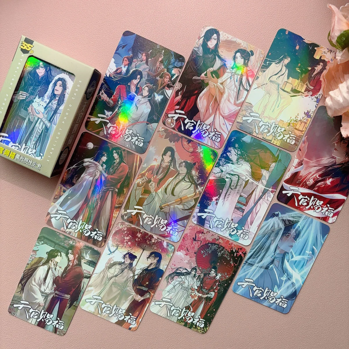 

55 шт./компл. фотокарточки Starlight-Manga Tian Guan Ci Fu Mo Dao Zu Shi, персонажи комиксов, лазерный ломо для косплея, подарок