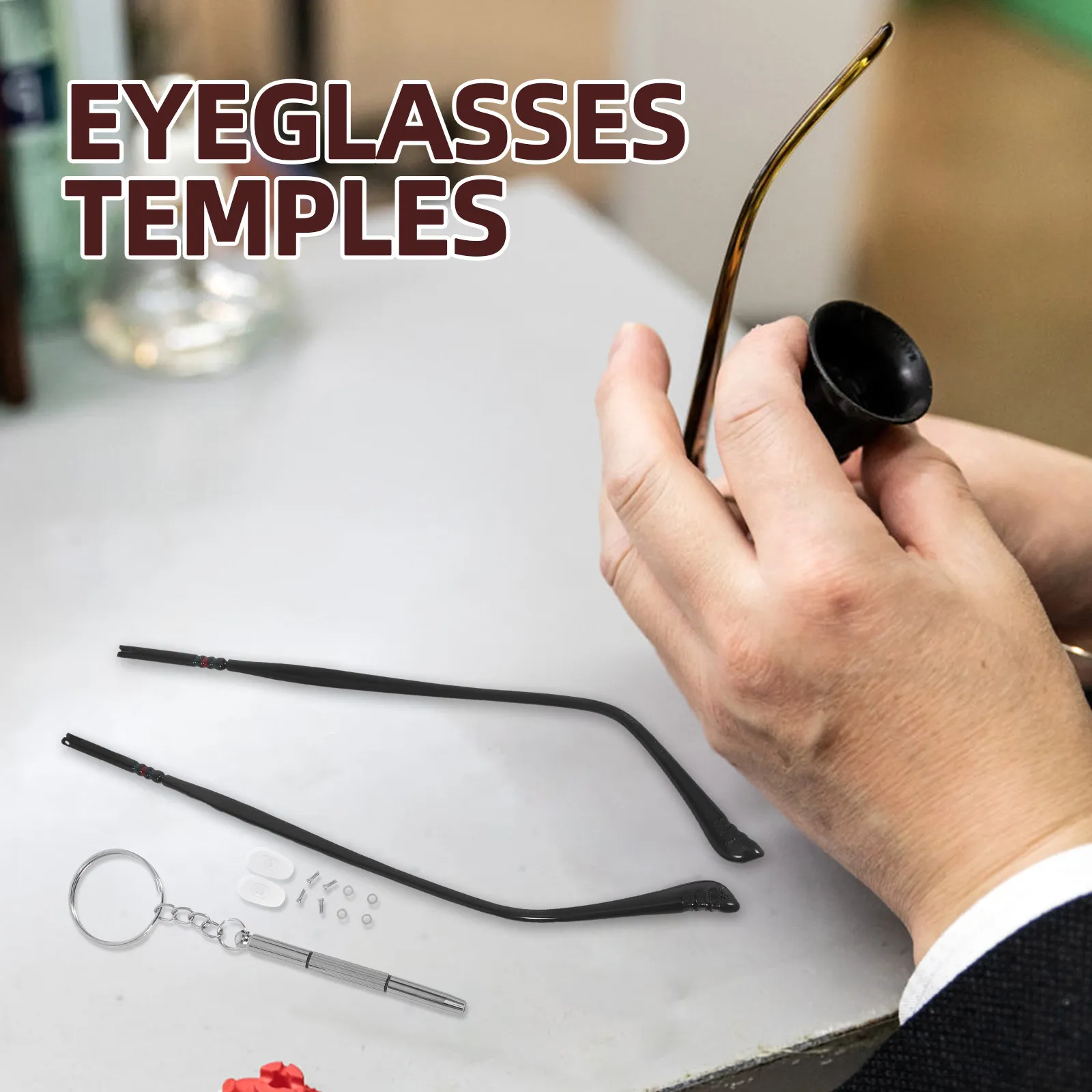 1Pair Universal Metal Eyeglass Replacement Temples for Broken Damaged Frames Strong Corrosion-Resistant Easy Install Comfort Fit