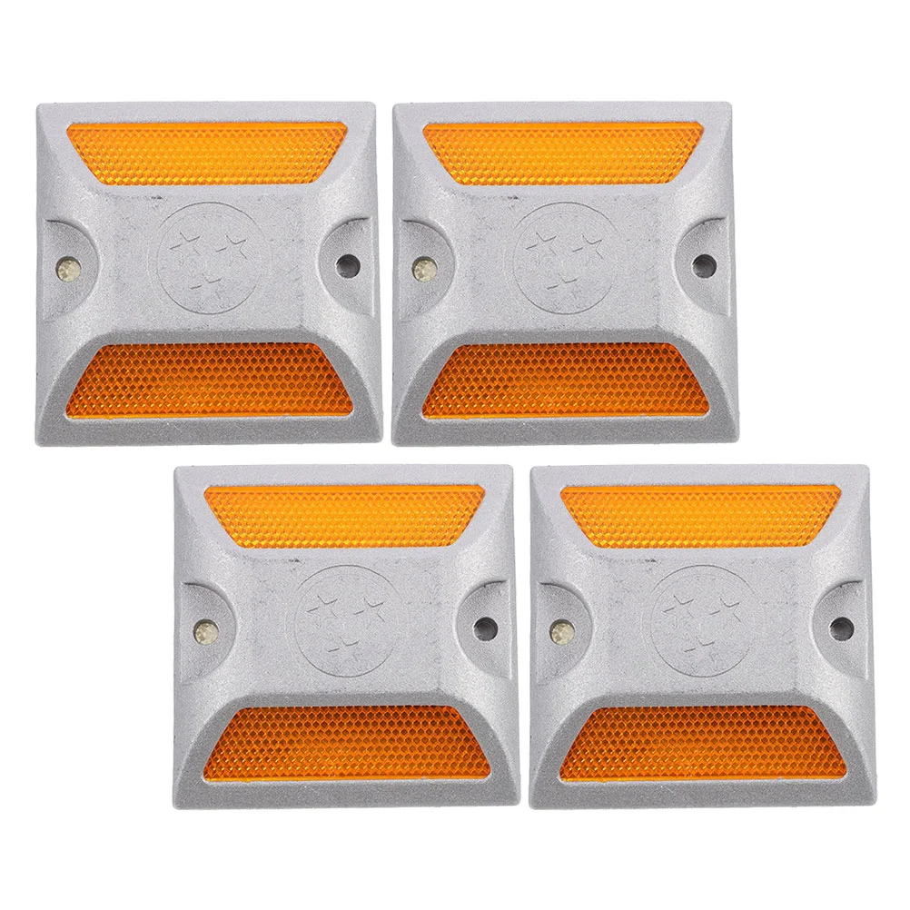 4 Pcs Road Stud Safety Sign Markers Pavement Reflectors Spikes Reflective Driveway Studs Aluminum