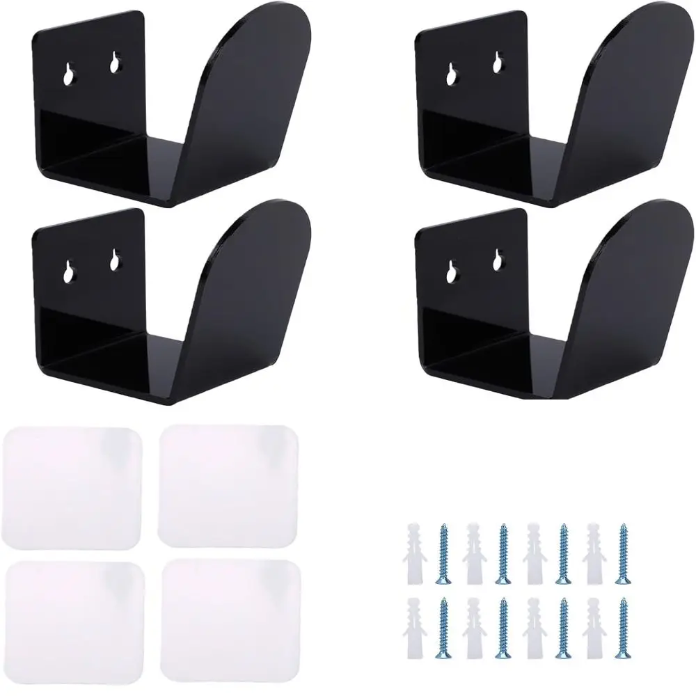 4PCS Black Baseball Glove Wall Mount Acrylic Screw Mounting Softball Glove Holder Glove Storage Rack Game Day Equipment Storage