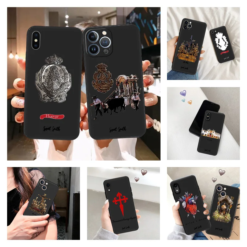 Phone Case for iPhone 16ProMax 14 13 15 Pro Max 12 11 XR SE 7 8 16 Plus Virgin Mary Jesus Church Soft Black Silicone Cover