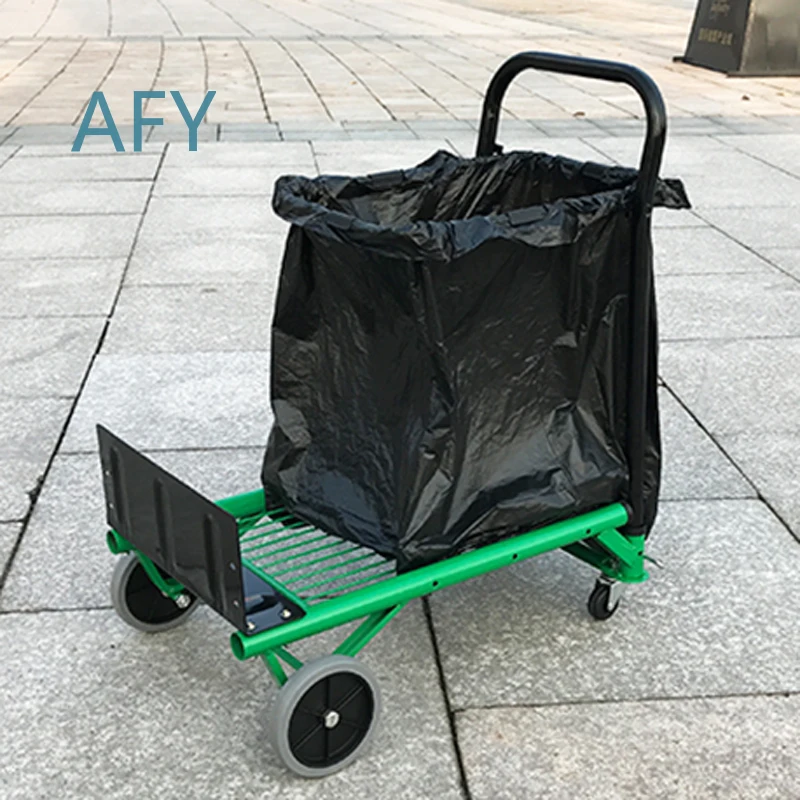 Flatbed Trolley for Forklifts Folding Portable Pallet Truck Load 90kg Small Trailer Recycling Waste Collection Cart TPR