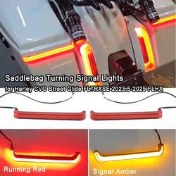 Motorcycle Tracer Saddlebag Turning Signal Lights with Amber Flow Light for Harley CVO Street Glide FLTRXSE 2023.5-2025 FLHX