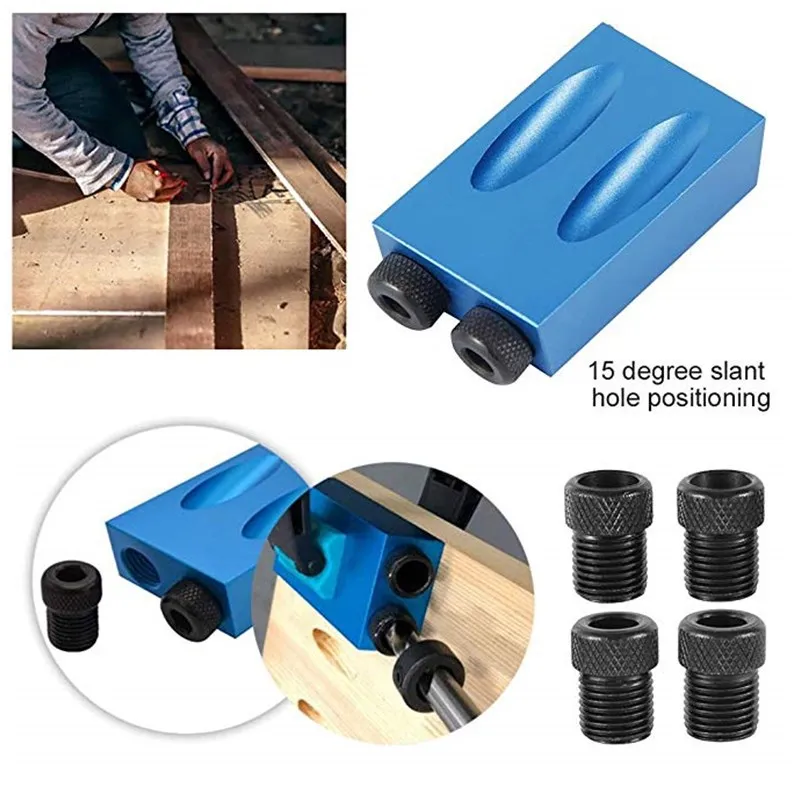 

15 Degree Blue Woodworking Oblique Hole Locator Positioning Accurate Portable Durable Punching Hole Locator Combination 14pcs