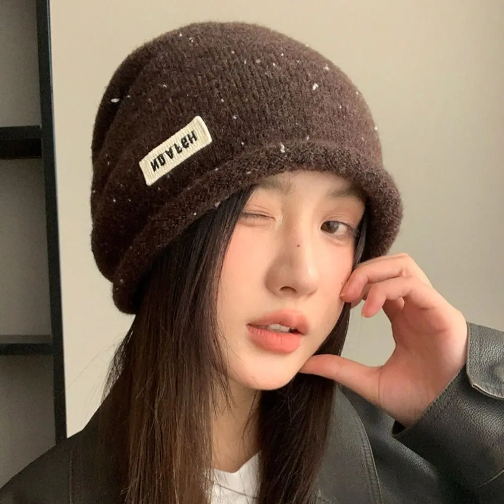 

Casual Vintage Winter Pullover Hat Trendy Korean Style Wool Beanies Hat Coldproof Breathable Knitted Hat Apparel Accessories