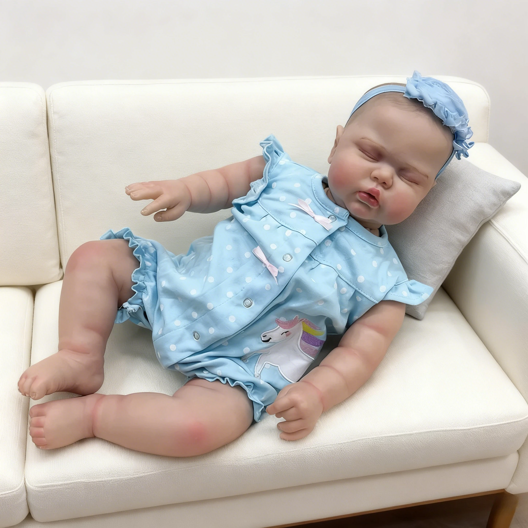 

60CM Sleeping Reborn Pickle Doll - Lifelike Soft Cloth Body Hand Painted Hair Cuddly Toddler Doll