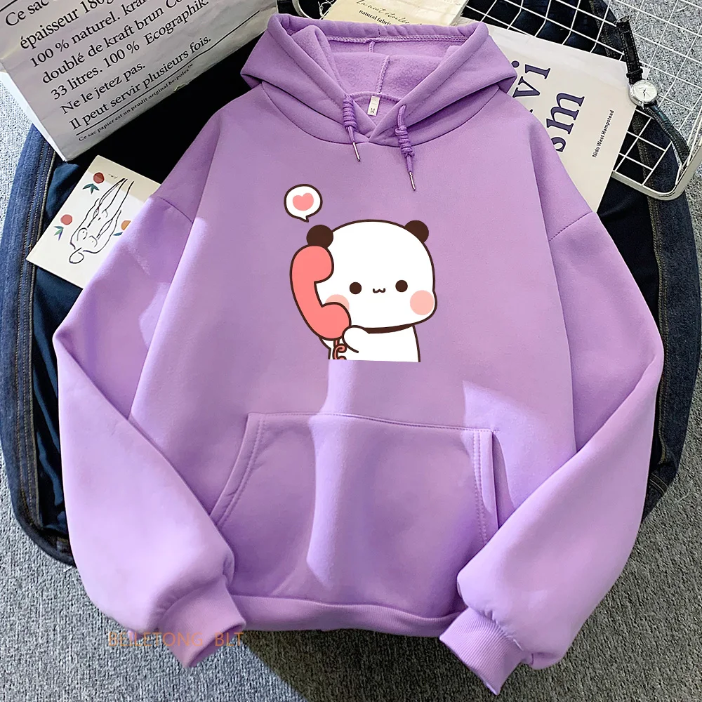 Panda Bear Bubu Dudu Calling Sweatshirts Casual Women/Men Cartoon Printing Hoodies Cute Girls Winter Fleece Hooded Pullovers