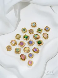 Matte Gold Inlaid Cat's Eye Zircon Imitation Pearl Australian Treasure Geometric Separated Bead DIY Handmade Jewelry Accessories
