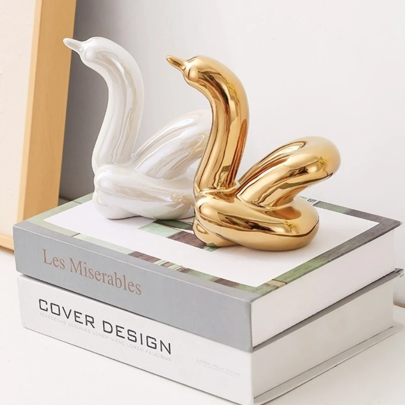 Creative Balloon Swan Statue, Abstract Ceramic Decoration Sculpture, Study Sculpture, Home and Office Decoration Gift