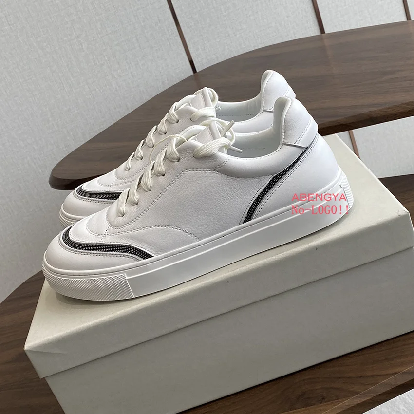 

Autumn White Leather Flat Loafers Shoes Woman Lace Up Holiday Flat Shoes Ladies Casual Comfort Walking Shoes Women Sneathers