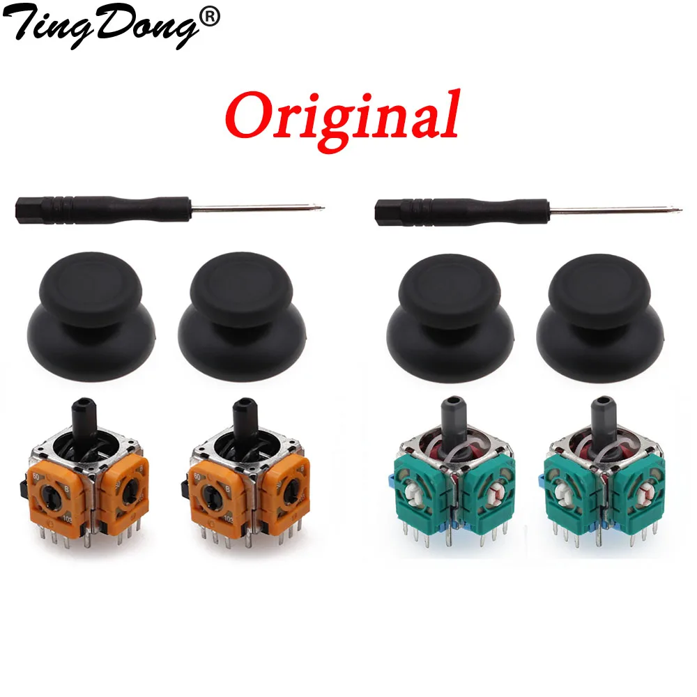 TingDong 1Sets for Dualshock 4 PS4 PRO Slim Controller 3D Analog Stick 3 Pin Sensor Module Potentiometer with ThumbSticks Caps