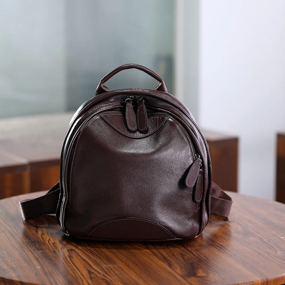 

Handcrafted Retro Top-grain Cowhide Genuine Leather Women's Bag Backpack Genuine Leather Fashionable Designer Luxury Bag