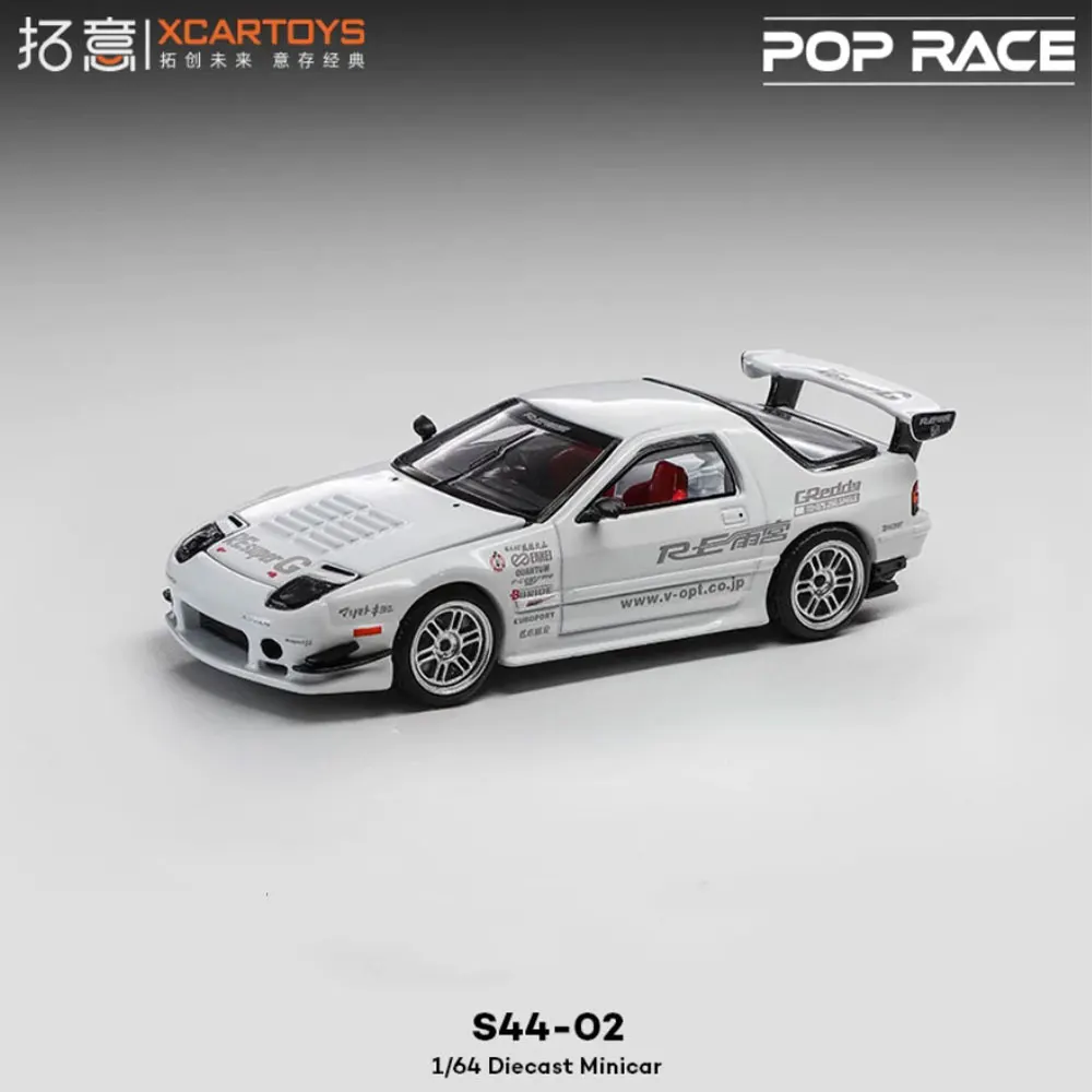 

Модель автомобиля Tuoyi POPRACE 1:64 из сплава, S44-02 RX7 FC3S, белый суперкар, гоночная машина, коллекционные украшения, подарок на День святого Валентина