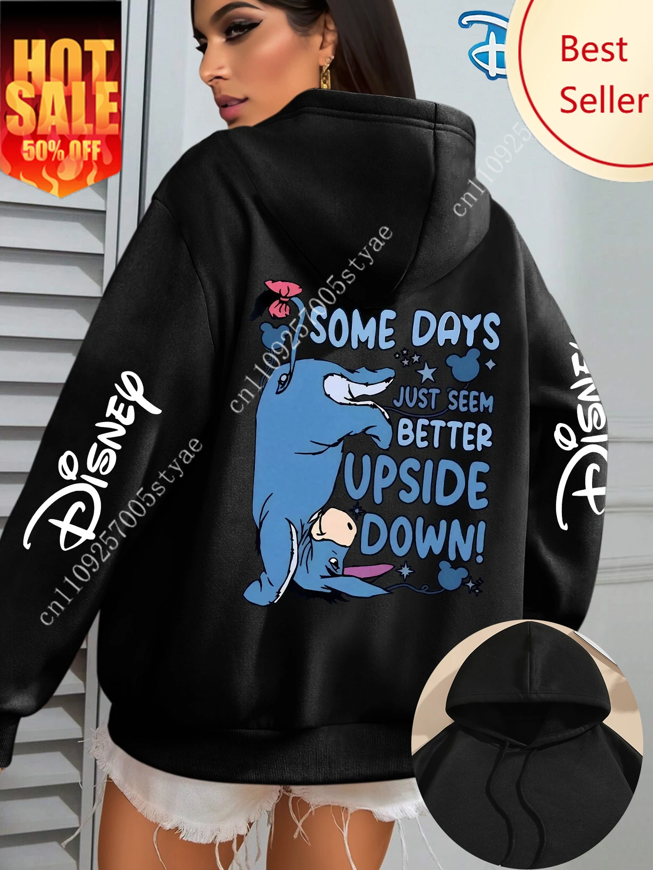

Disney Women's Eeyore Winnie the Pooh Fleece Hoodies Men Cotton Hoody Sweatshirt Pullover Autumn Winter Oversized Coats Top