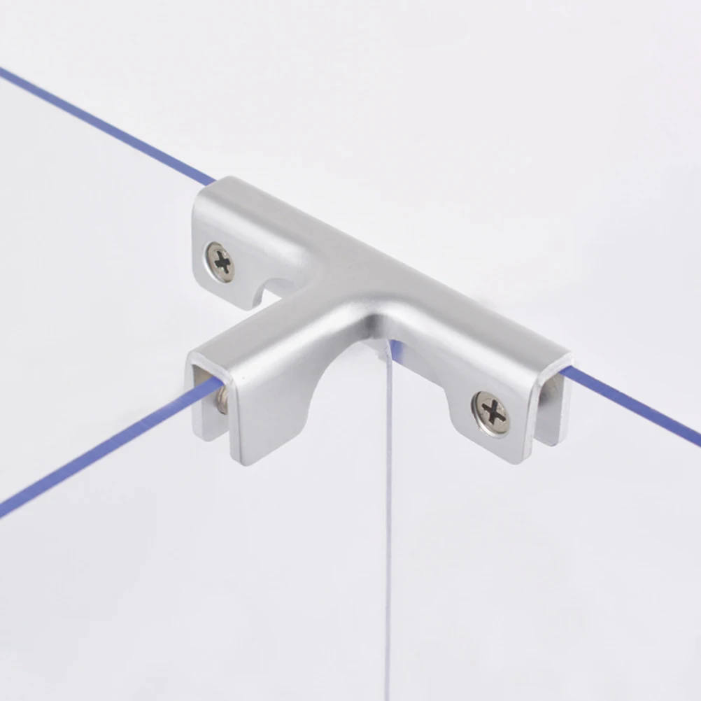

4 Pcs T-shaped Glass Clip Connectors Support Clamp Shelf Clips Showcase Cabinet Adjustable