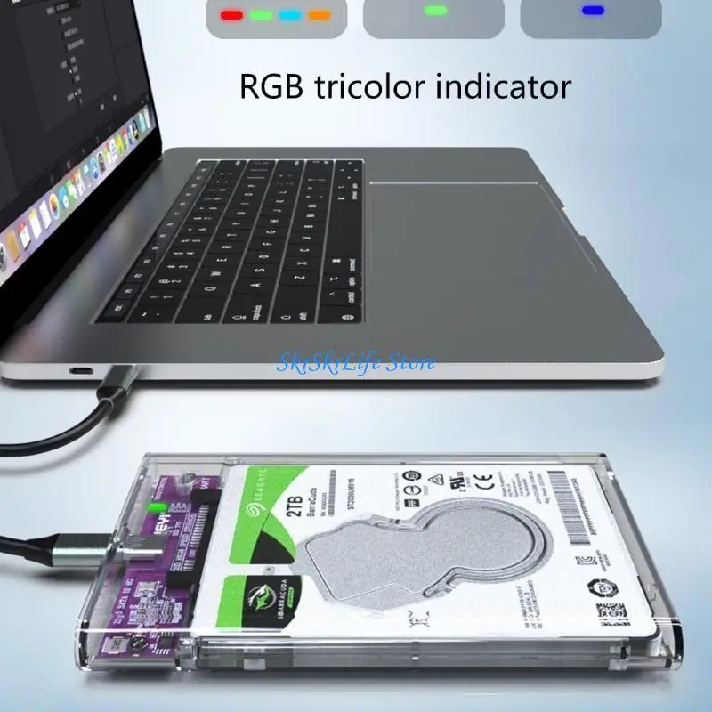 

E65E Transparent 2.5in TypeC 3 HDD Box HDD Hard Disk Drive Enclosure External Drive Disk Case Tool Support 2TB