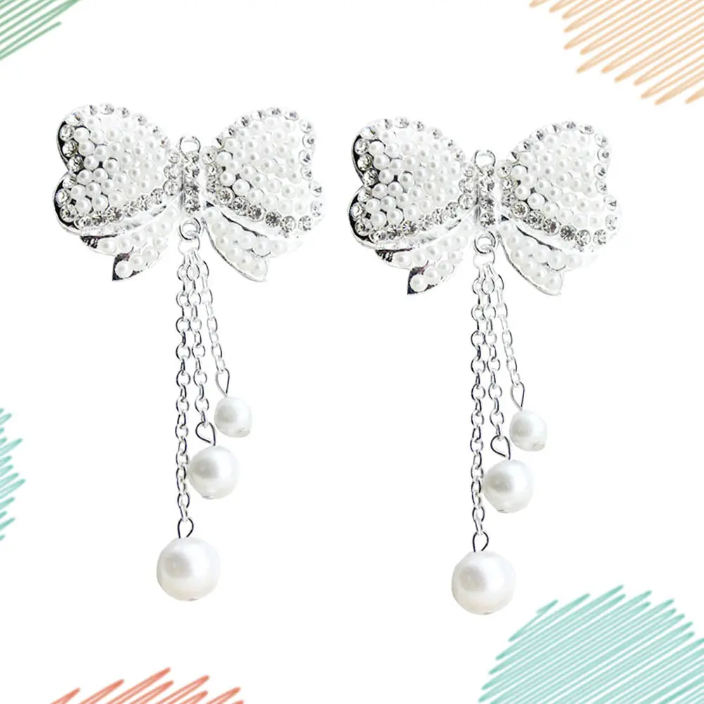 

2Pcs Bowknot Sticker Phone Case Decor with Rhinestone Pearl Accents DIY Adorable Cute Fashion Accessory for Women Girls Gifts