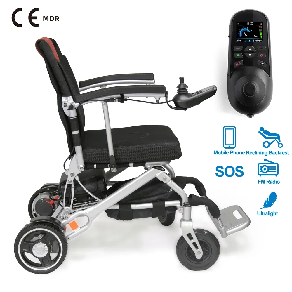 

HEDY SEW03 CE Ultra Light Folding Reclining Remote Control Smart LCD Joystick SOS Call FM Radio Power Chair Electric