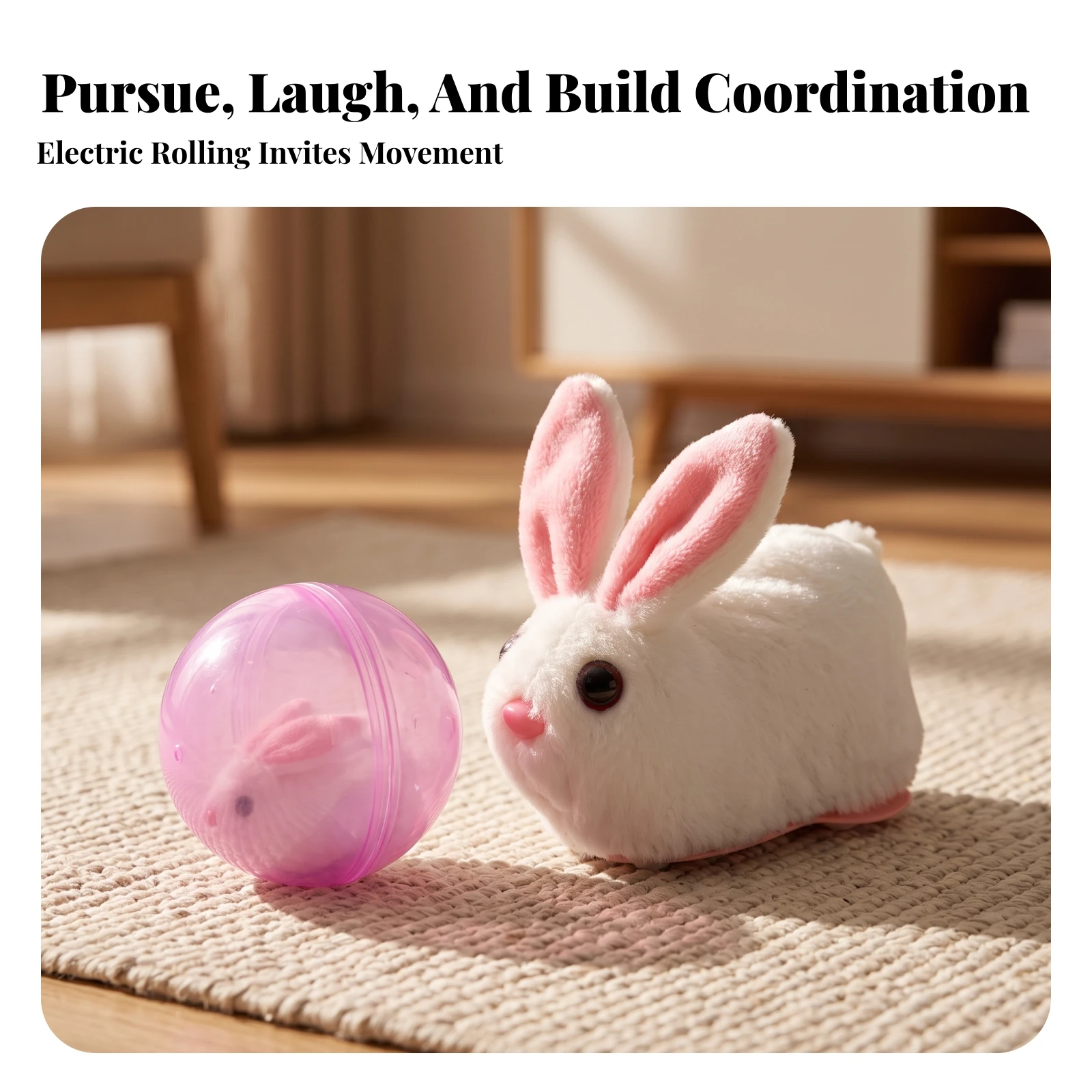Soft Rabbit with Rolling Ball Soft Stuffed Bunny with Clear Ball Bunny Soft Toy Soft Rabbit Stuffed Animal Fuzzy