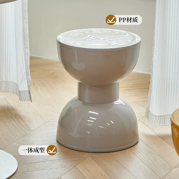 Nordic Creative Shoe Changing Stool Thickened Household Cream Dining Stool Living Room Coffee Table Stool Plastic Round Stools