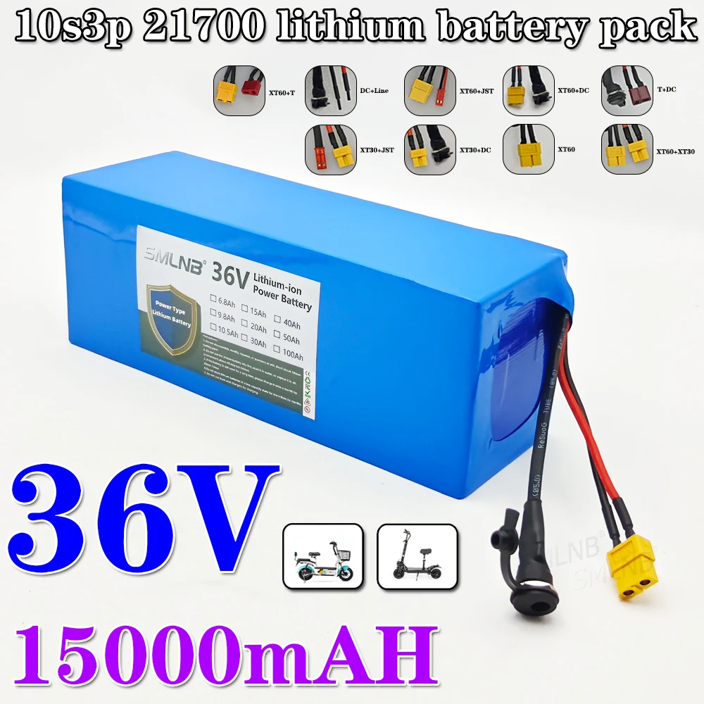 

36V 15Ah 10S3P 15Ah 21700 battery pack built-in 15A BMS, 250W-500W scooter, bicycle battery