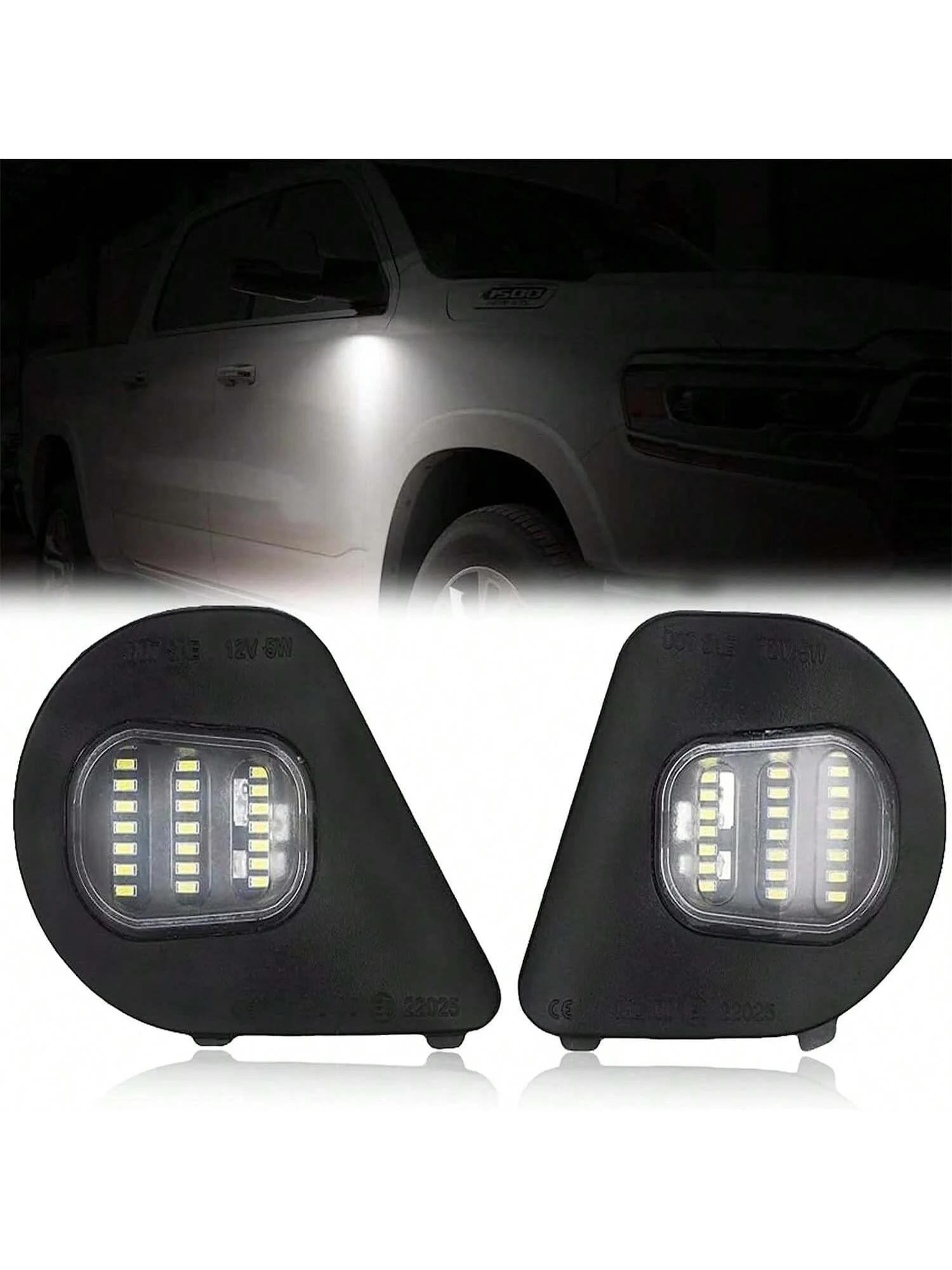2PCS Led Side Under Mirror Assembly Compatible With Dodge Ram 1500 2500 3500 4500 5500 Pickup Trucks 2010-2018,68087239AA,etc