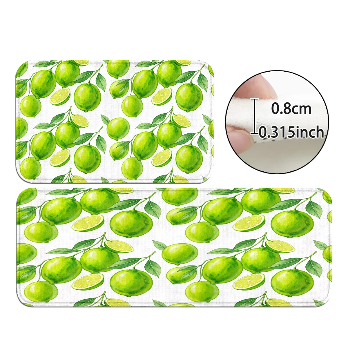 Summer Lemon Runner, Green Grape Door Mat, Watercolor Flower Bird Kitchen Mat, Red Floral Blue Bird Mat, Fruit Vintage Decor Set