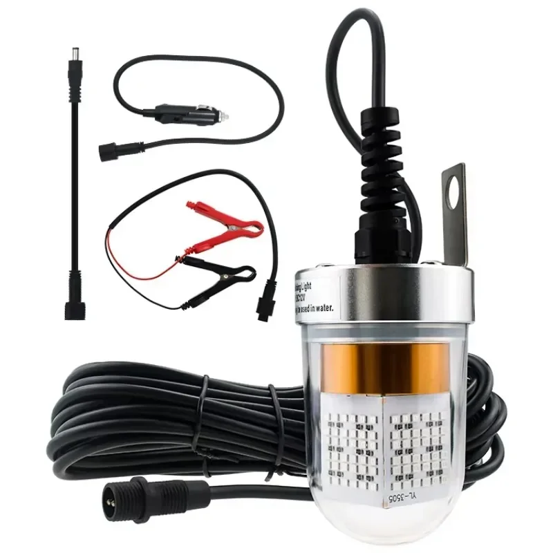 Wholesale DC12V 60W  Long Line 15m IP68 waterpoof Underwater Fish Attractor Ice Deep Water Squid Lure Light Fishing