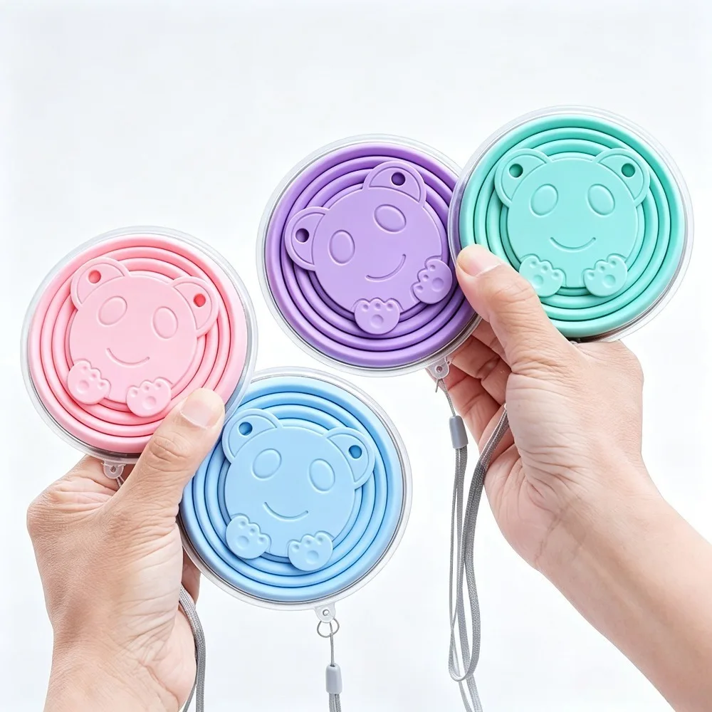 270ML Food‑Grade Silicone Collapsible Water Cup Heat‑Resistant Foldable Mug with Lid&Lanyard Portable Camping Drinking Cup