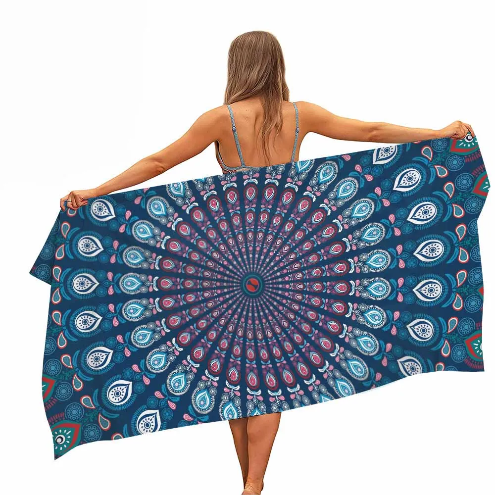 Colorful Mandala Microfiber Psychedelic Beach Towel Portable Quick Dry Sand Outdoor Travel Swim Yoga Mat Super Absorbent Towel