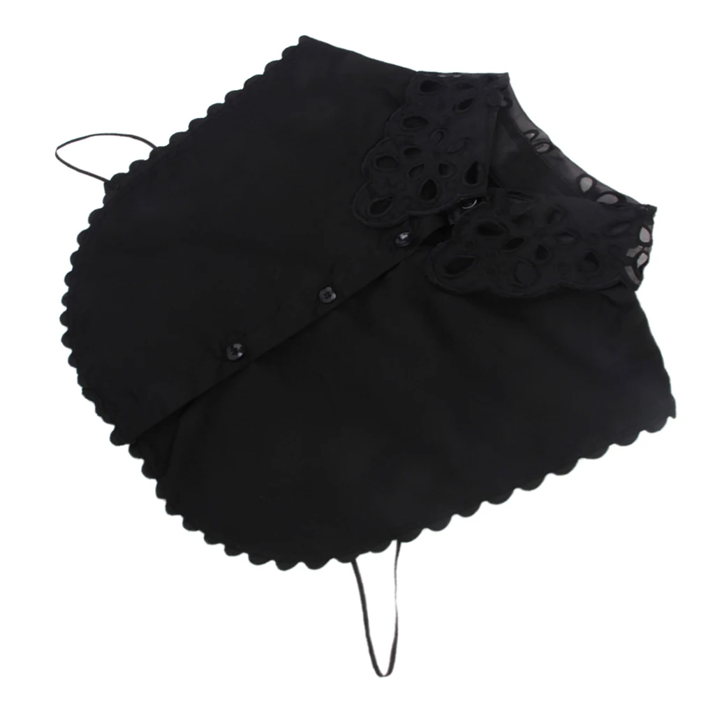 Organza Embroidery Fake Collar Detachable Half Shirt Blouse Black
