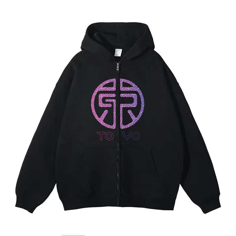 

Autumn Men's Zipper Hoodie Sweatshirts Japanese Style Trendy Graphic Hoodie High Quality Cotton Top Jacket 2024 New Men Clothes