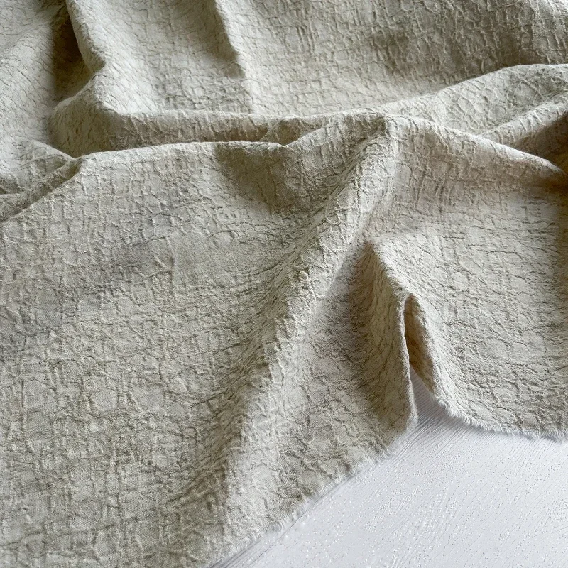 Heavy Industry Wash Raw Color Cotton and Linen Creative Reconstruction Texture Folded Coat Handmade Bag Clothing Designer Fabric