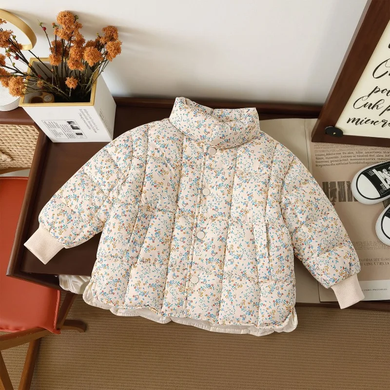 Girls Cotton-padded Coats 2025 Winter Floral Jacket for Kids Thicken Warm Children Parkas Toddler Ouaterwear Baby Down Outfits view 4