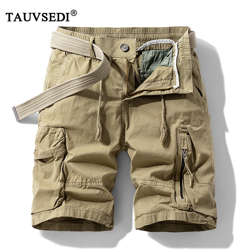 Letnie męskie bawełniane szorty Cargo Man Beach Jogger Outdoor Multi Pocket Short Pants Męskie luźne bermudy Solid Vintage Classic Shorts