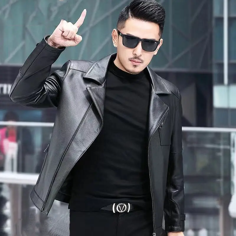 

2022 New Spring Autumn Faux Leather Jacket Men's Short Hansome Casual Jacket Korean Style Slim Youth Pu Leather Jacket W90