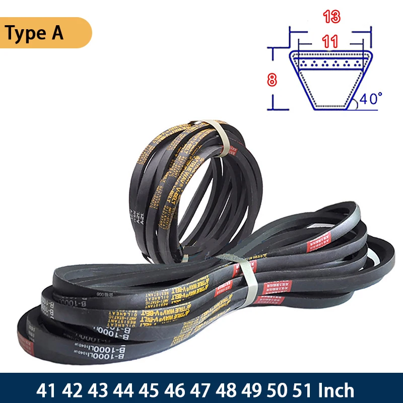 Type A Rubber V-belt Triangle Belt 41 42 43 44 45 46 47 48 49 50 51 Inch Industrial Agricultural Equipment Transmission Belt