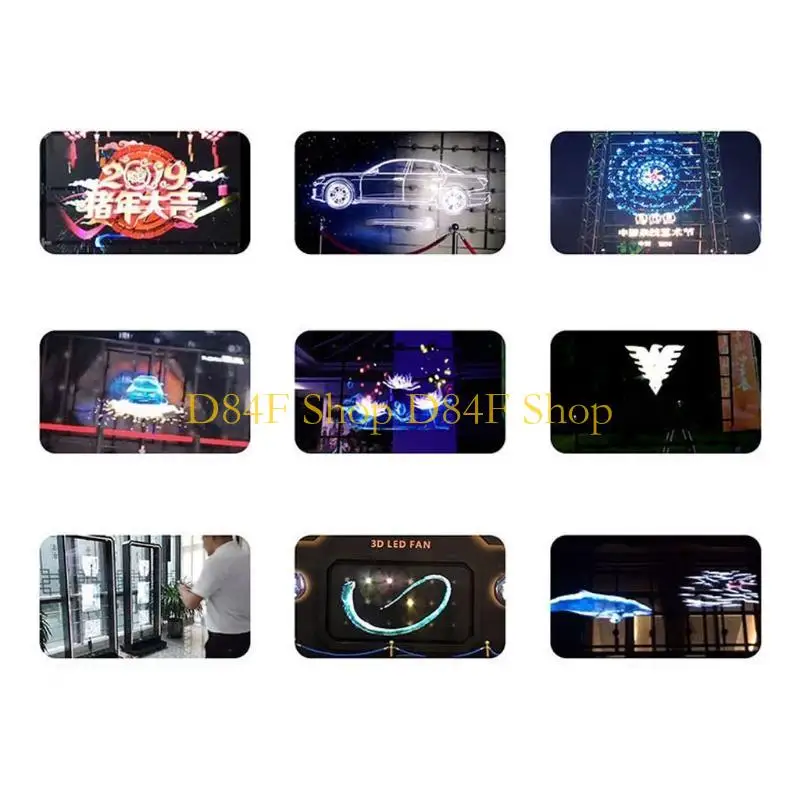 D84F 3D Fan Projector Holo-graphic Led Ceiling Sky-light Store Sign