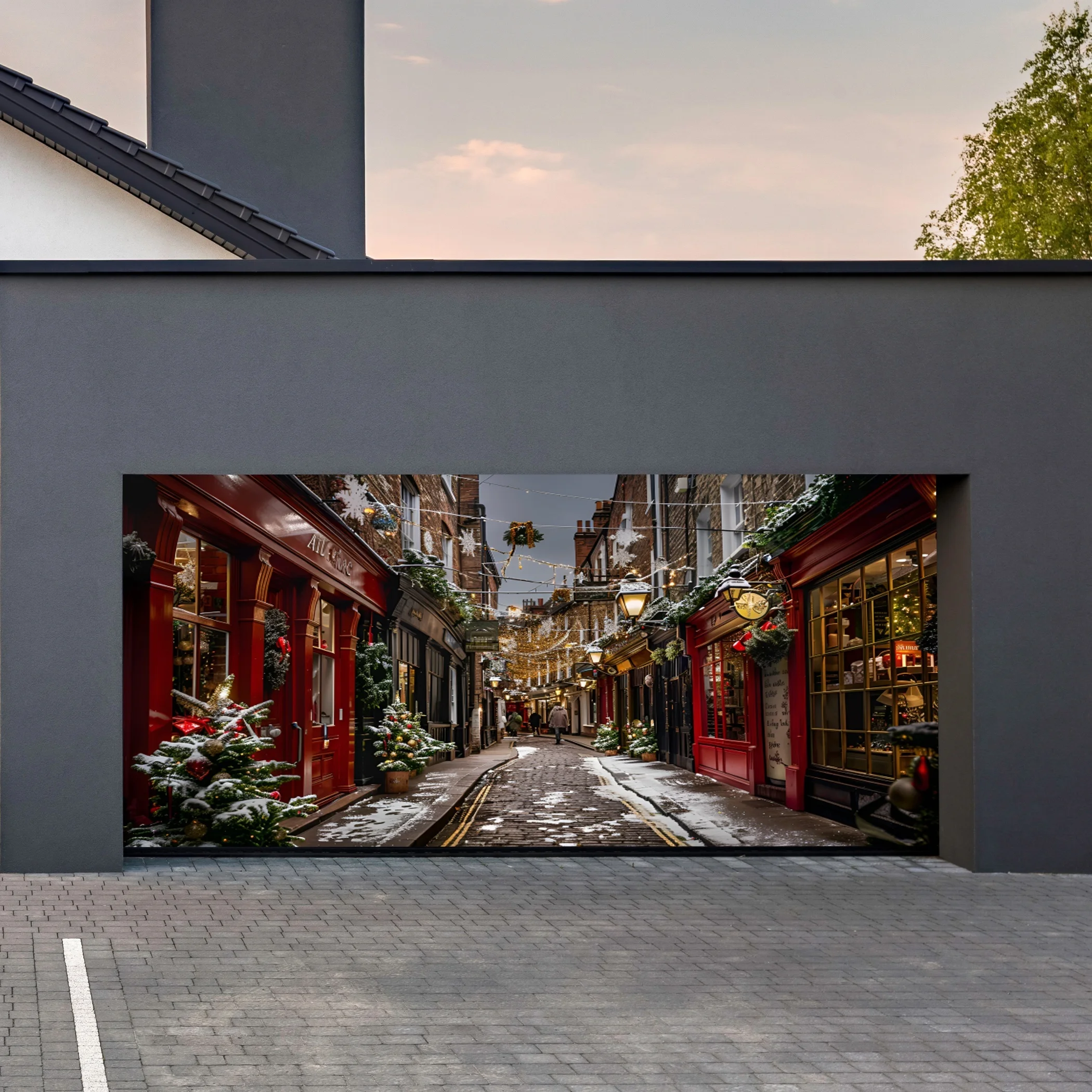 Large 18ft x 9ft Christmas Garage Door Tapestry - Angel Theme, Polyester Outdoor Decoration for Holiday Parties & Everyday Festi