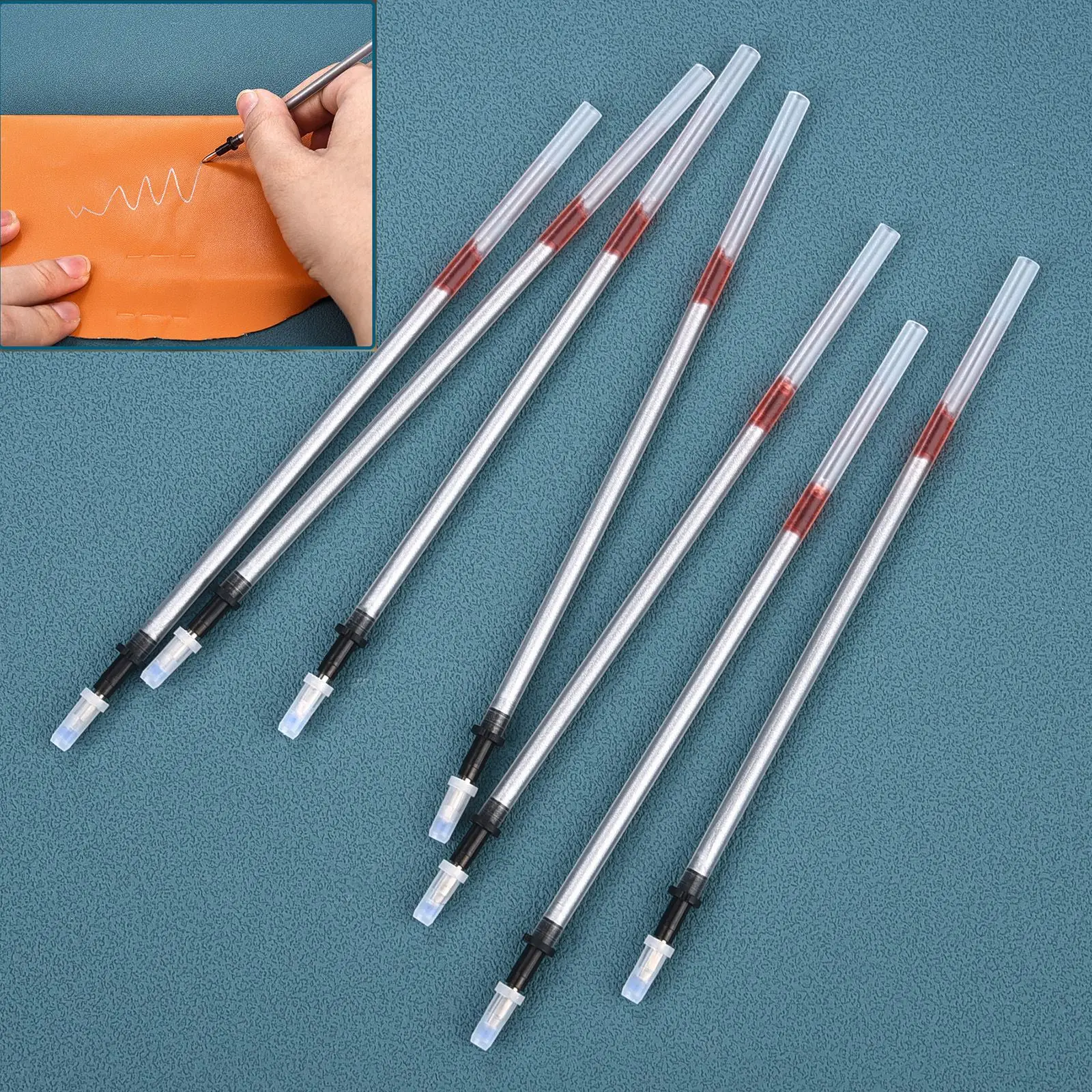 5-20pcs Fabric Leather Marker Water Erasable Pens Leather Silver Refill Pen Mercury Refillable Pen For Patchwork Leather Mark