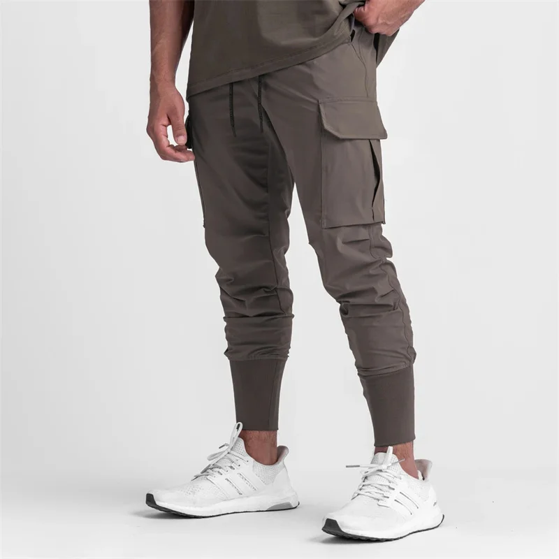 2024 New Cargo Pants Gym Men‘s Multi-Pocket Straight Bottom Cargo Pants    Sports Fitness Men Casual Trousers Track Pants