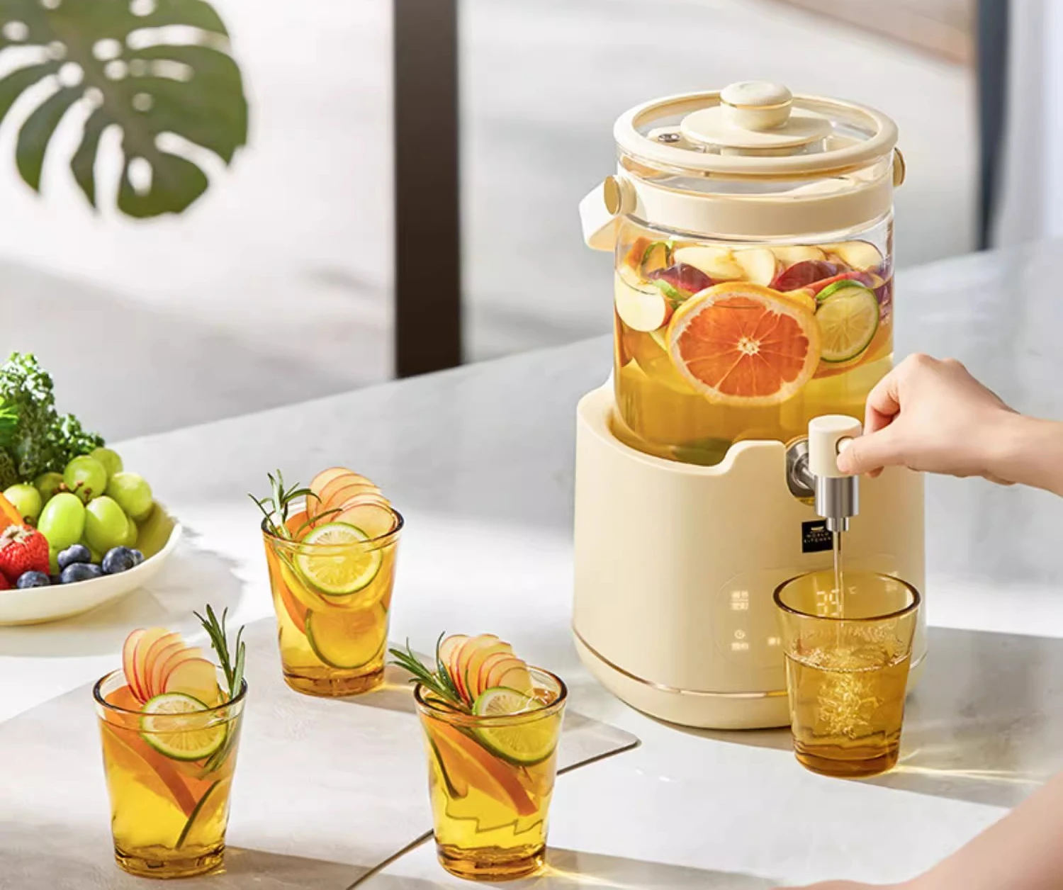

Faucet health pot full glass flower tea bucket multi-function constant temperature large capacity household