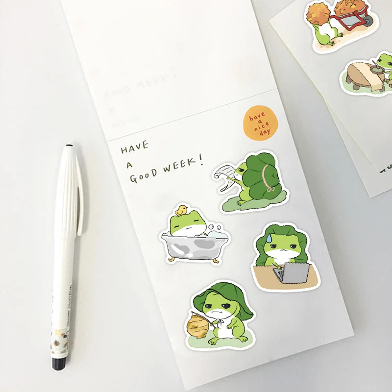 Waterproof Cartoon Adesivos para crianças, Cute Travel Frog, Graffiti, Skate, Telefone, Bagagem, Notebook, Copa, decalques, Brinquedos, 10 Pcs, 30 Pcs, 50Pcs