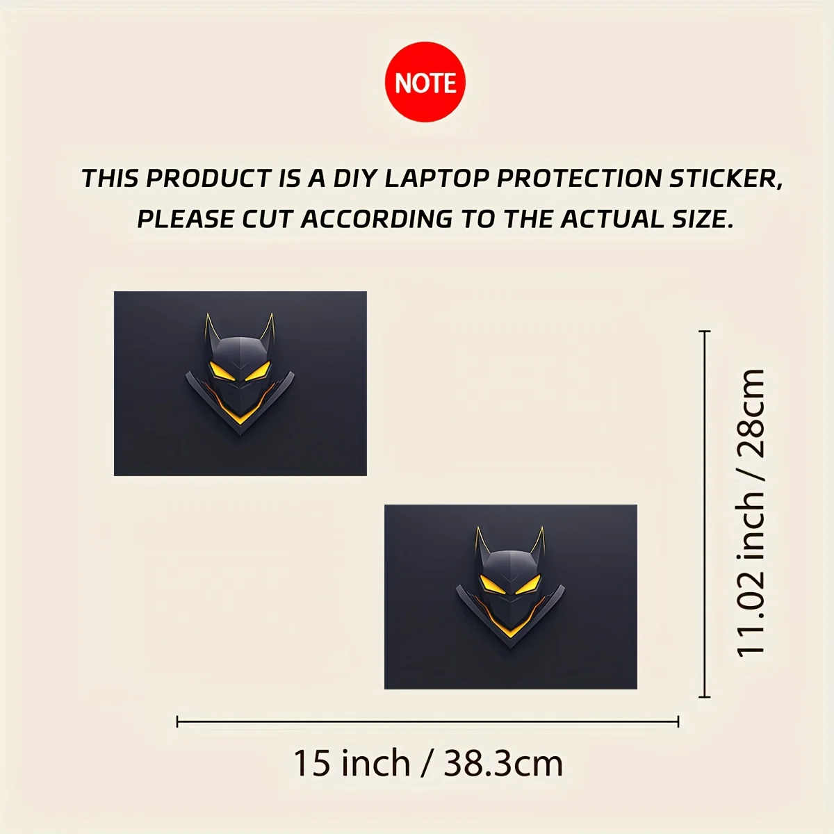 2-Pack Bat Pattern Laptop Art Sticker Case, Light Beige, Universal Mesh Waterproof, Scratch Resistant,Non-Reusable Film-Suitable